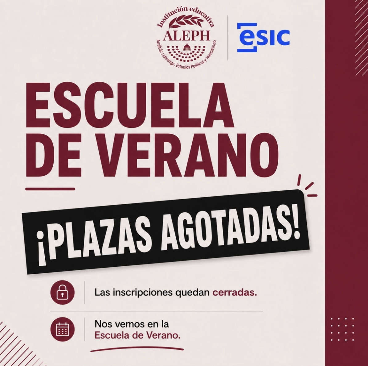 Escuela de verano plazas agotadas